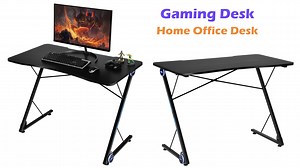 Watch Gaming Desk with Led Light Z Shaped PC Computer Desk on Amazon Live
