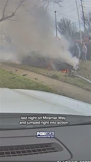 Maryland firefighters pull driver from burning car after crash