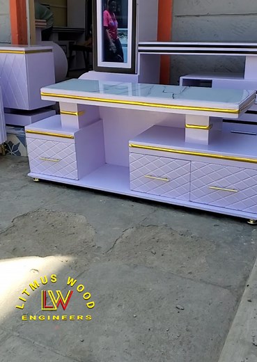 Marble Top 5ft TV Stand with Gold Accents