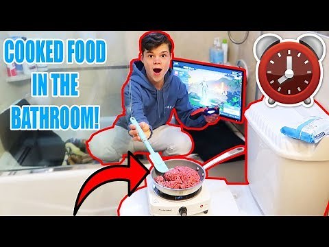 24 HOUR OVERNIGHT CHALLENGE IN MY BATHROOM!