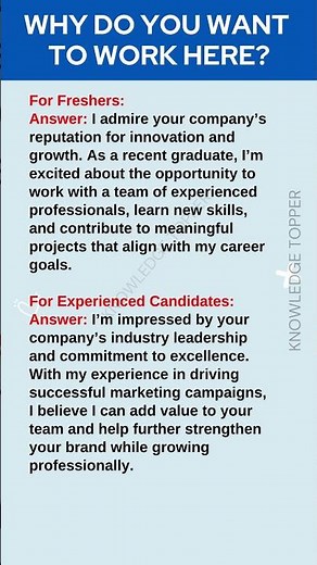 Why Do You Want to Work Here | Common Job Interview Questions and Answers