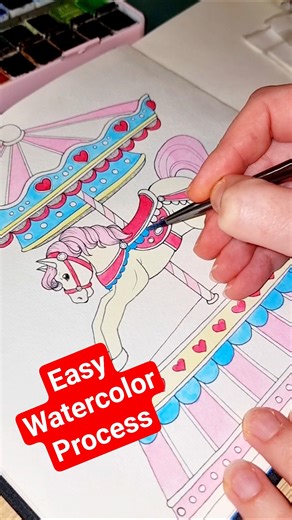 Super Relaxing Watercolor Sketchbook Idea ✨ Vintage Carousel Horse