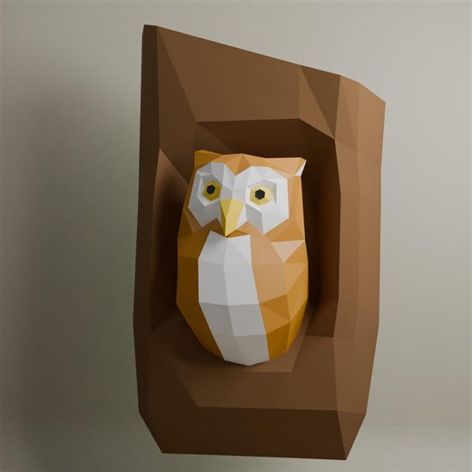 DIY Owl Papercraft Template, Forest Owl in Tree Stump, Printable Pdf Craft, 3D Paper Model, Kids & Adults DIY, Woodland Animal Decor - Etsy