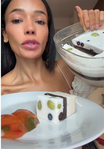 Creative Layered Dessert with Tea and Fruits