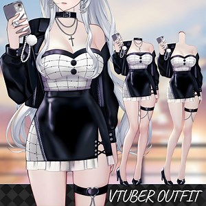 Elegant Black & White Vtuber Outfit | Classic Live2d Costume | Ready to Use Outfit - Etsy Australia