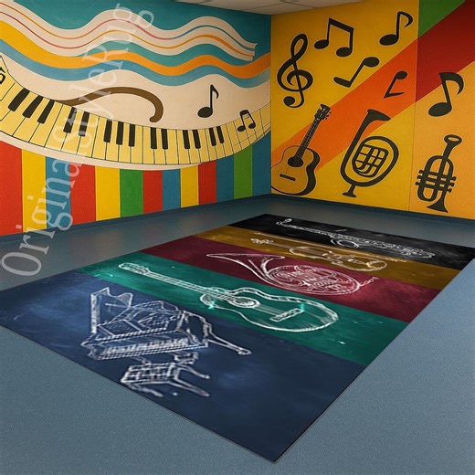 Tapis de musique, tapis de salle de musique, tapis de studio, tapis à motif d'instruments, tapis créatif, tapis déco, tapis artistique, tapis antidérapant, tapis cadeau, tapis lavable - Etsy France