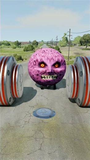 Long Colourful Capsule Buses vs Hydraulic Crush - BeamNG.Drive