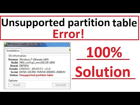 unsupported partition table windows 7 . 2022 .