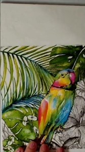 Magical Result! Parrot on a Branch with 3D Golden Flowers and Decoupage on an Acrylic Background