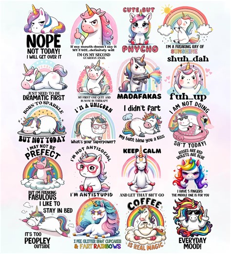 Funny Unicorn Bundle, Unicorn Bundle, Unicorn Clipart, Cute Unicorn, Unicorn Designs, Funny Images, Digital Bundle, Instant Download - Etsy