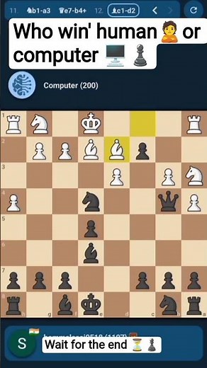 chess♟️with computer🖥️👀 who win's human🙎 or computer 🤔⏳#chess #chessgame #check #gaming #chessboard