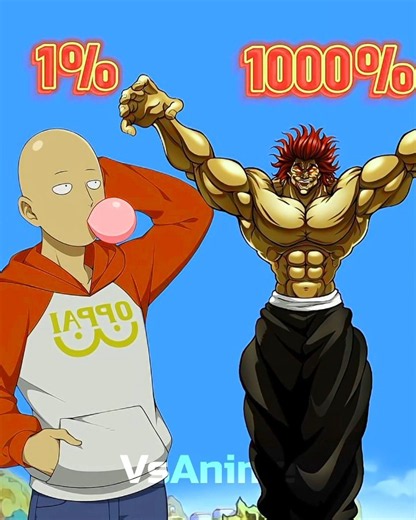 Saitama 1% vs Yujiro Hanma 1000% Power Levels Scale - Who will win? #anime#animeedit#animecomparison