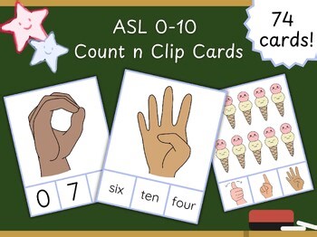 ASL Numbers 0-10 Count and Clip Cards | American Sign Language Math | Counting
