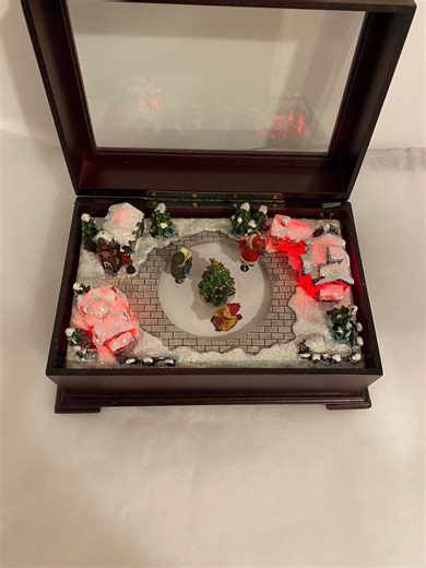 Christmas Music Box Animated Wooden Box Winter Village Scene - Etsy