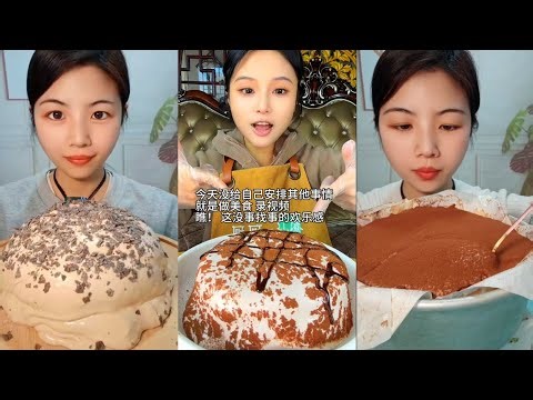 ASMR Eating🍰Chocolate Lava Cream Cake(Soft & Waxy Sound)🍫MUKBANG 케이크 먹방 #asmr #delicious #food #fyp