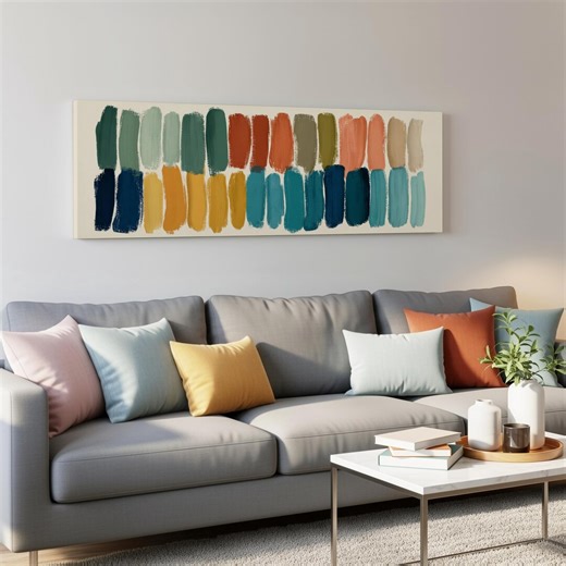 Large Panoramic Abstract Wall Art, Modern Living Room Decor, Long Horizontal Canvas Print - Etsy