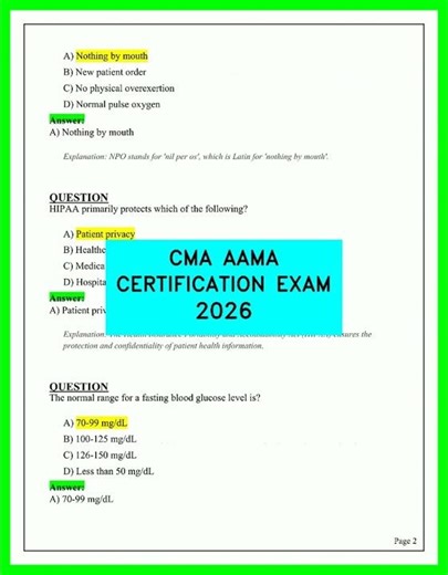 CMA AAMA Certification Exam 2026 Practice Questions and Answers Complete Study Guide Video Updated