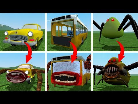 Everything Turns Into Monsters 😱 ALL MONSTERS CAR EATER, BUS EATER, BOU SPIDER MONSTER IN GMOD!