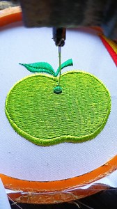 “Wow, absolutely stunning! This beautiful green apple embroidery looks so lifelike and captivating, with rich colors and fine details that make it truly inspiring to admire. #embroidery #apple #art #work #sewing #inspiration | Sewing Embroidery