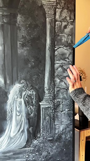 When the Knight Meets the Moon: Fantasy Art Painting