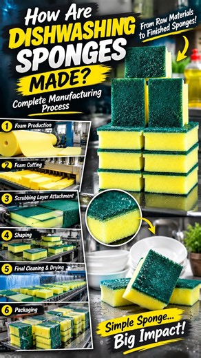 How Dishwashing Sponges Are Made 🧽🏭 | From Raw Materials to Finished Sponges!