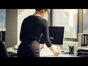 デスクで働くOLの後ろ姿美女 | Office Lady Working at Her Desk