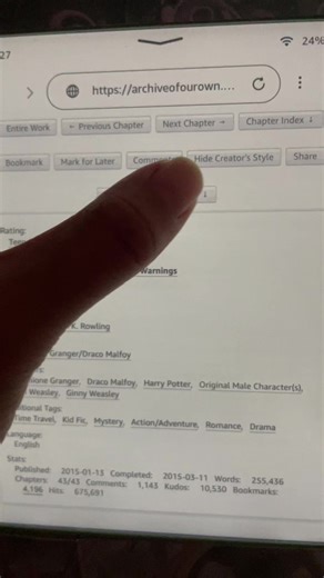 Download Dramione Directly to Kindle from AO3