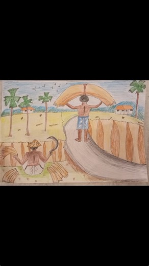 How to draw farmers in paddy field #easydrawing #agriculture #paddyfarming