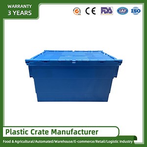 [Hot Item] 600*400*315 mm Food Grade Recycled Distribution Stack and Nest Plastic Attached Lids Container