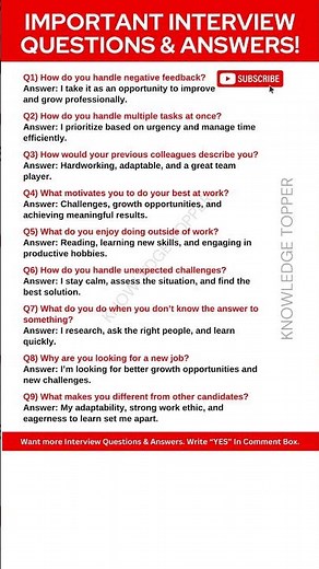 9 Most Important Job Interview Questions and Answers