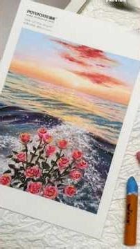 How to Paint a Dreamy Rose by the Oil Pastel Tutorial for Beginners 🌹🌊#artwork #satisfying #shorts