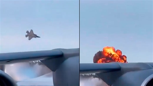 F-35 Disintegrates in a Fireball After Slamming Into a Tanker Mid-Air