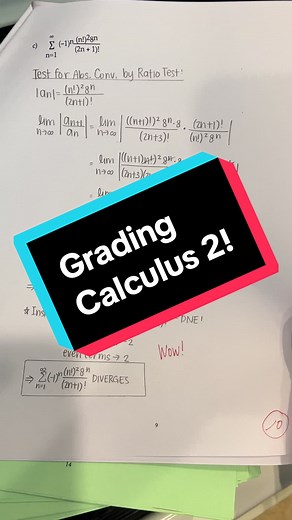 More of “Professor V’s Grading Chronicles”! Calc 2 Grading—look at these students doing so well on Infinite Series! 👏🏻👏🏻👏🏻You too can become a Calculus beast, just be sure to check out my YouTube channel: Math with Professor V. ☺️ I have full length video lectures for every section in calculus 1 through 3, as well as short, fun and helpful videos to get you through your math courses. New upads daily—link in bio! Xoxo, Professor V #mathwithprofessorv #mathvideos #calculus3 #differentialequa
