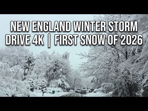 New England Winter Storm Drive 4K | First Snow of 2026