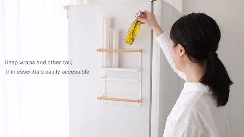 Yamazaki Home Tosca Magnetic Kitchen Storage Rack – Refrigerator Organizer Wall Holder
