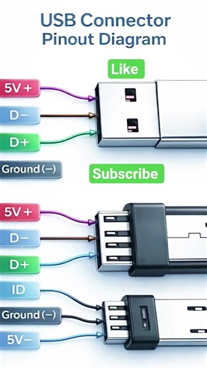 USB connector Pinout #usb #connection #connecter #pinout