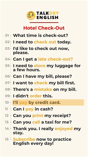 Hotel Check-Out Phrases You NEED to Know #hotelenglish #learnenglish #travelenglish #dailyenglish