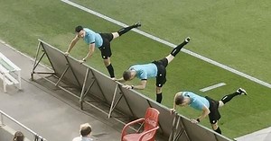 Referee warm-up steals the show