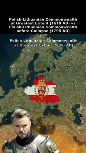 Polish Lithuanian Greatest Extent 1618 AD vs Collapse 1795 AD 2
