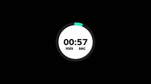 Simple 1 minute countdown timer animation Isolated on Black Background