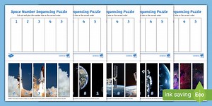 Space Themed Number Sequencing Photo Puzzles
