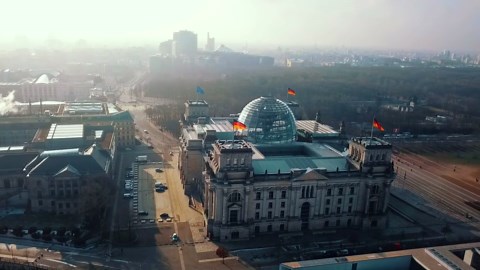 Reichstag Building, Germany: Drone views of Berlin's historic government building