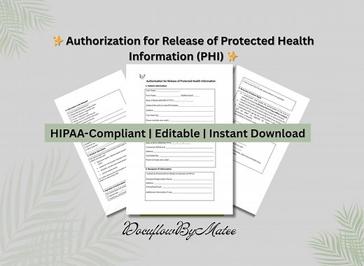 Editable HIPAA Authorization Form: Medical Records Release (PDF & Word) - Etsy