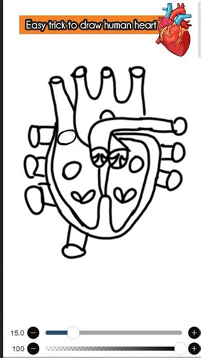 Draw Human heart easy trick in 45 sec #heart #exam #students #motivation #song