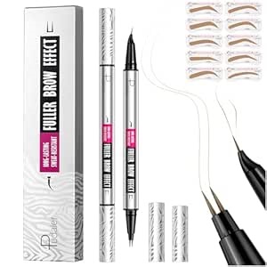 Pudaier 2 Pack 2 Fine Tip Eyebrow Pen, Waterproof Filling Faux Brow Makeup Pencils for Women with Precise Curved Brush-Tip to Fast Create Natural Hair-Like Brows, Last All-Day (Light Blonde)