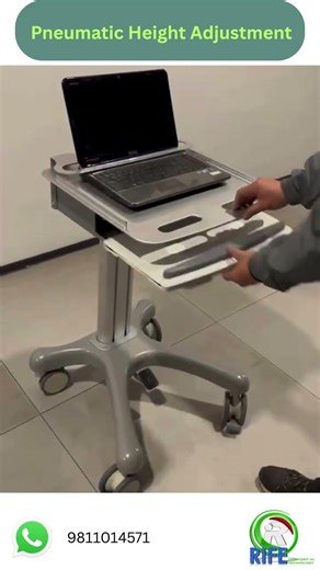 Rife Pneumatic Height Adjustable Laptop Cart | Ergonomic Mobile Workstation Solution