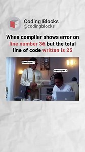 Error on line number 36, total line of code 25...!!  Share this with your friends!! Follow @codingblocks for more!! . . . #CodingBlocks #learntocode #explorepage #codinghumor #reelsinstagram #instagram #coding #reelkarofeelkaro #instagood #trending #viral #explore #foryou #memes #bugs #reel #reelitfeelit #reelsvideo #code #weekend #developer #instamemes | Coding Blocks | Facebook
