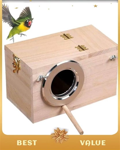 Parakeet Nesting Box, Bird Nest Breeding Box Cage Wood House for Finch Lovebirds Cockatiel Budgie...