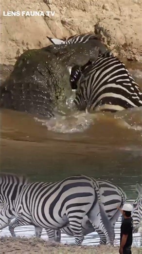 Mengerikan| Kali ini Pertarungan Sengit Zebra vs Buaya di Air