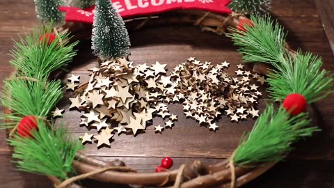 BBTO 400 Pieces Mini Wooden Stars for Crafts Mixed Size Bulk Small Wood Stars Cutout Ornaments Slices Embellishments Tags for DIY Crafts Wedding Party Holiday Decoration